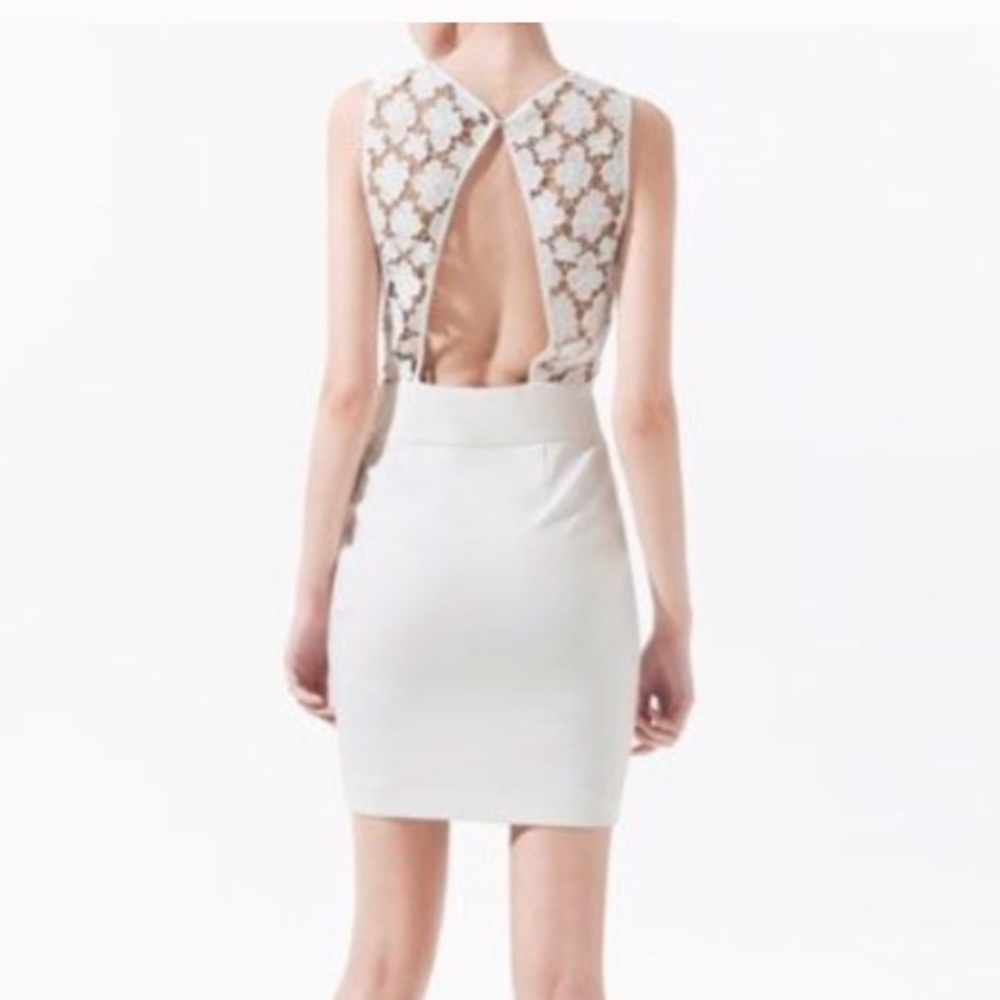 Zara | Dresses | Zara Basic Guipure Off White Lace Open Back Dress |  Poshmark